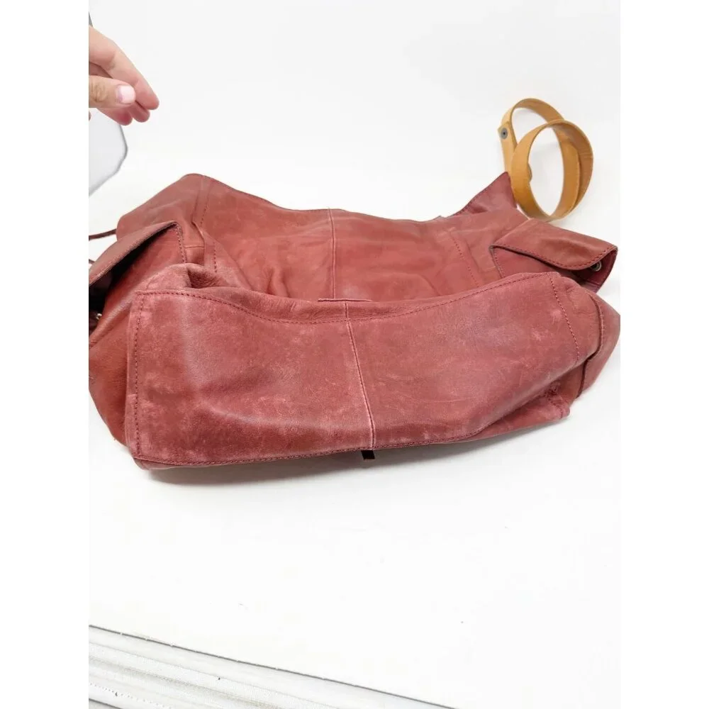 We The Free Free People Ledger Leather Crossbody Bag‎ Purse Crimson Red One Size